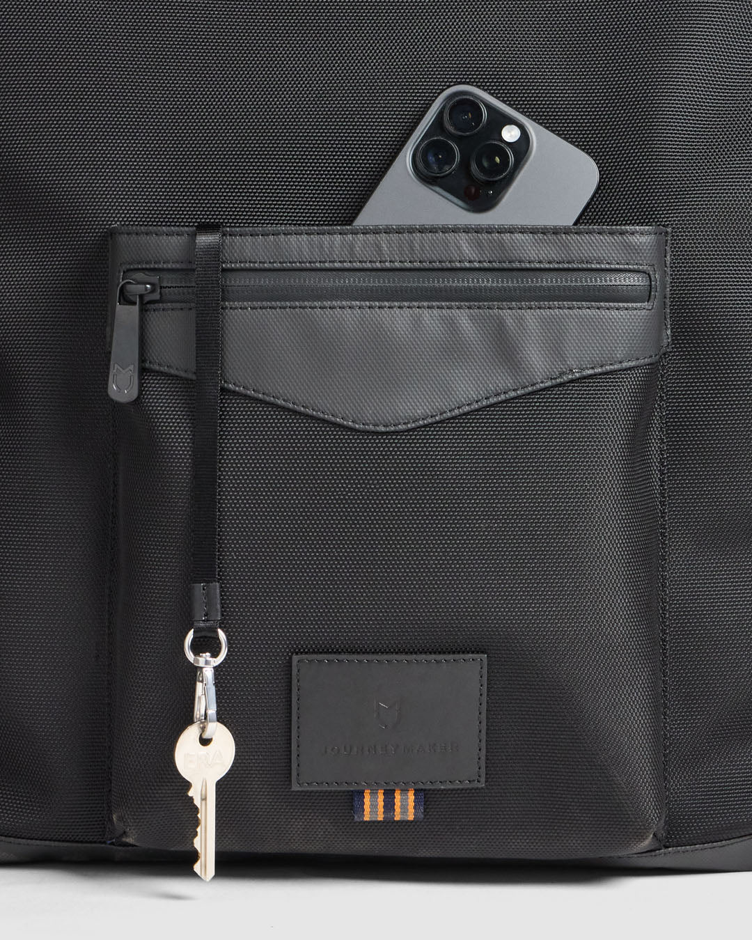 Journey Maker 24 Hour 2 Way Tote black ballistic nylon detail view