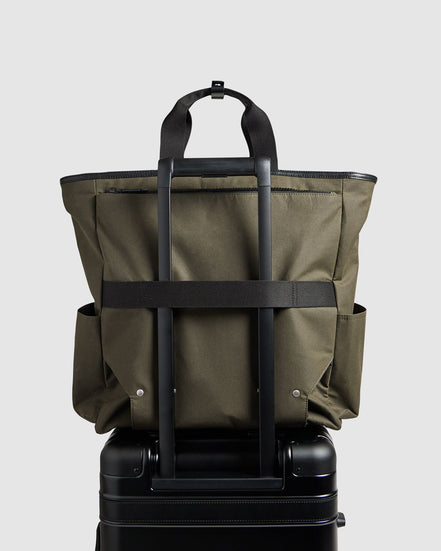 Journey Maker 24 Hour 2 Way Tote green cotton canvas lifestyle