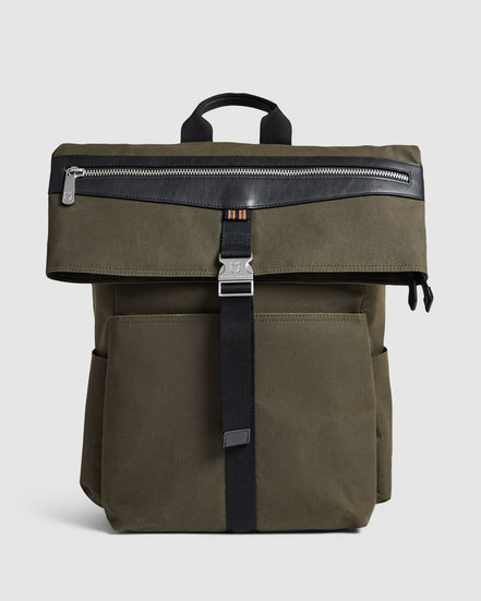 Journey Maker 24 Hour Roll Top Backpack green cotton canvas