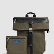 Journey Maker 24 Hour Roll Top Backpack green cotton canvas lifestyle