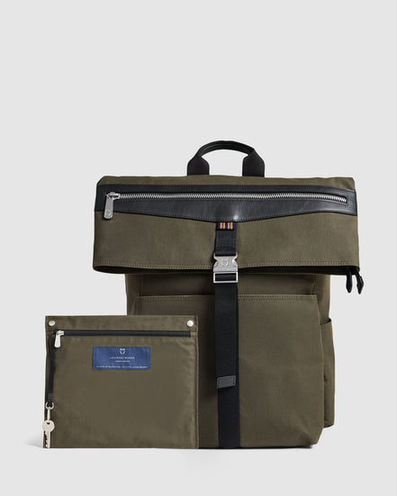 Journey Maker 24 Hour Roll Top Backpack green cotton canvas lifestyle