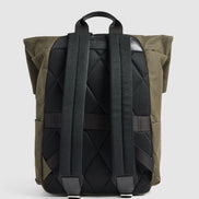 Journey Maker 24 Hour Roll Top Backpack green cotton canvas back view