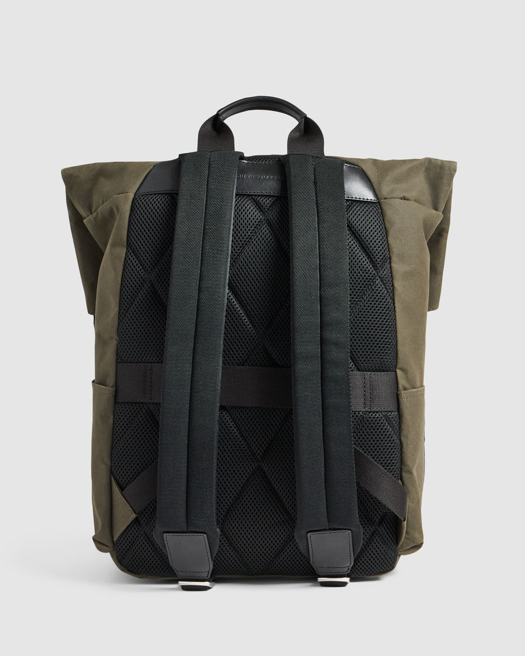 Journey Maker 24 Hour Roll Top Backpack green cotton canvas back view