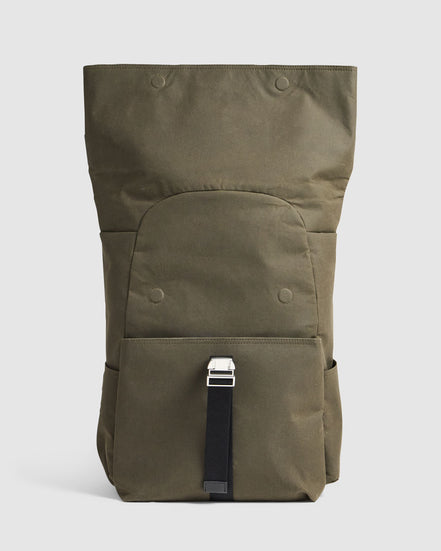 Journey Maker 24 Hour Roll Top Backpack green cotton canvas interior view