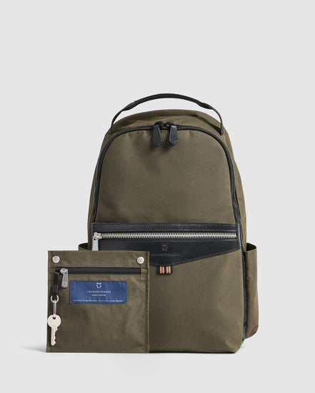 Journey Maker 12 Hour Backpack green cotton canvas back view