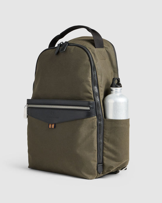 Journey Maker 12 Hour Backpack green cotton canvas side view