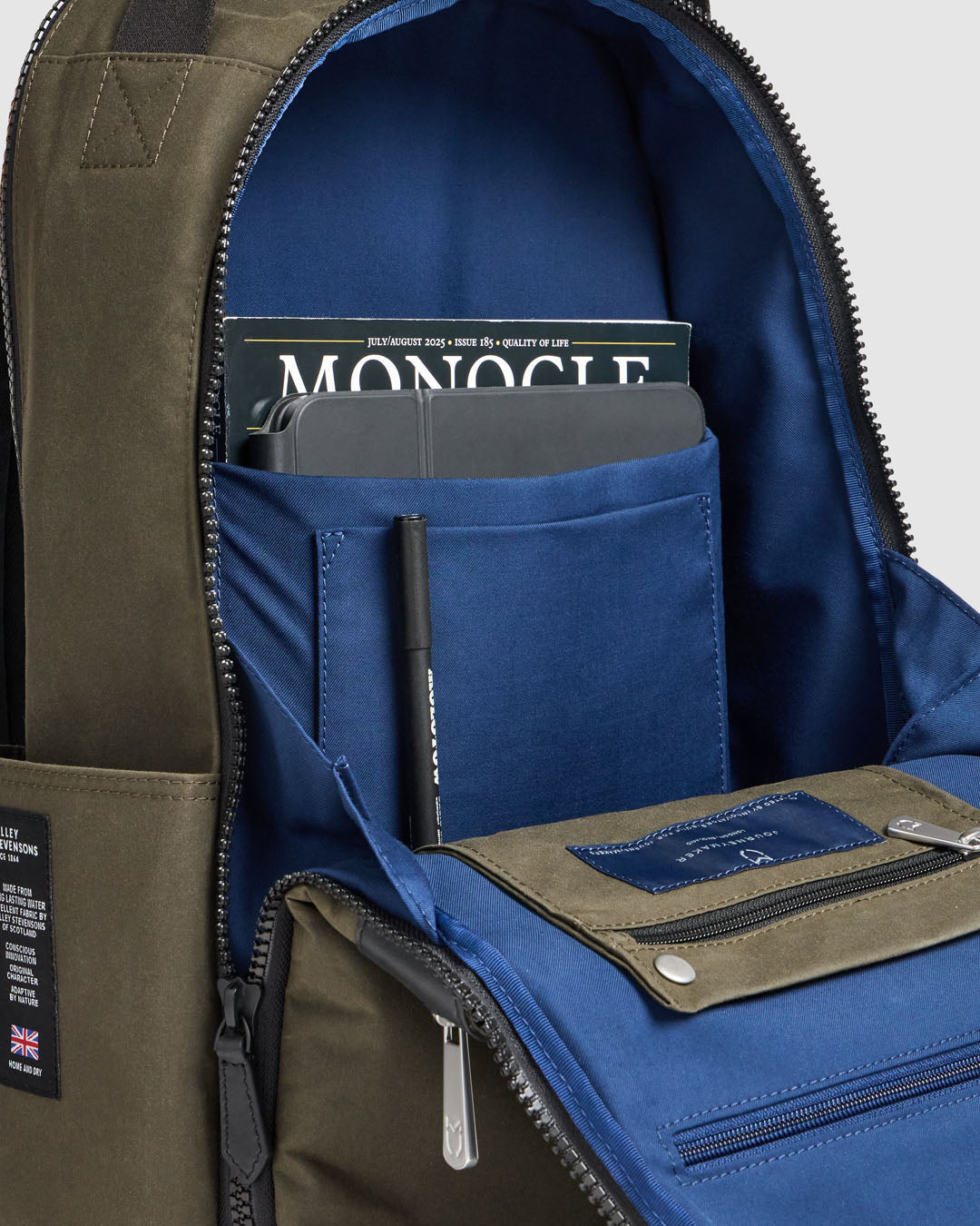 Journey Maker 12 Hour Backpack green cotton canvas detail view