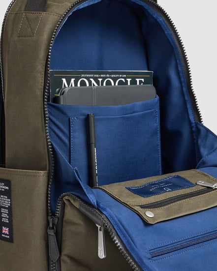 Journey Maker 12 Hour Backpack green cotton canvas detail view