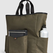 Journey Maker 24 Hour 2 Way Tote green cotton canvas side view