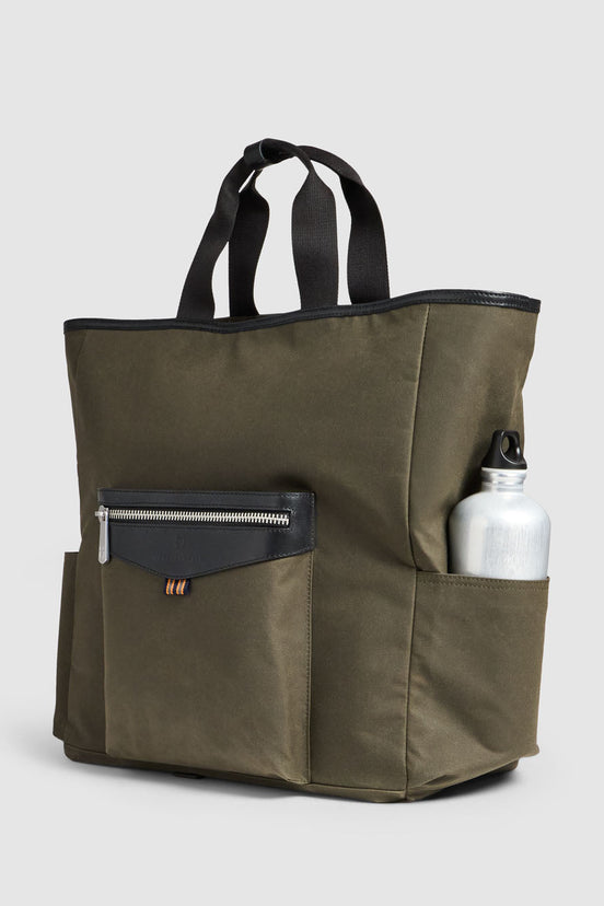 Journey Maker 24 Hour 2 Way Tote green cotton canvas side view