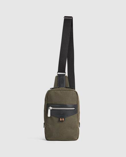 Journey Maker 9 Hour Sling Bag green cotton canvas back view