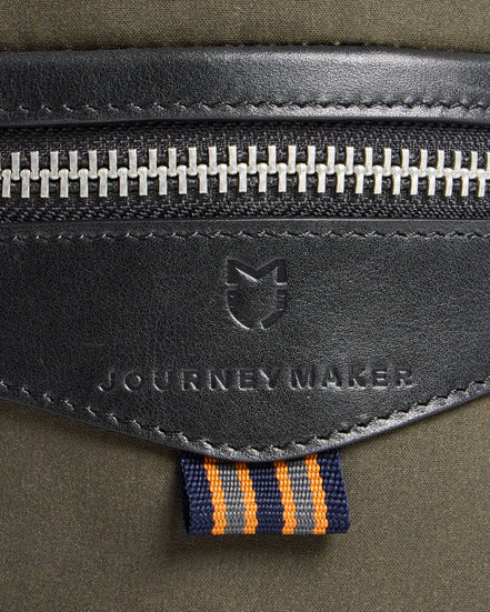 Journey Maker 9 Hour Sling Bag green cotton canvas detail