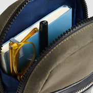 Journey Maker 9 Hour Sling Bag green cotton canvas interior view